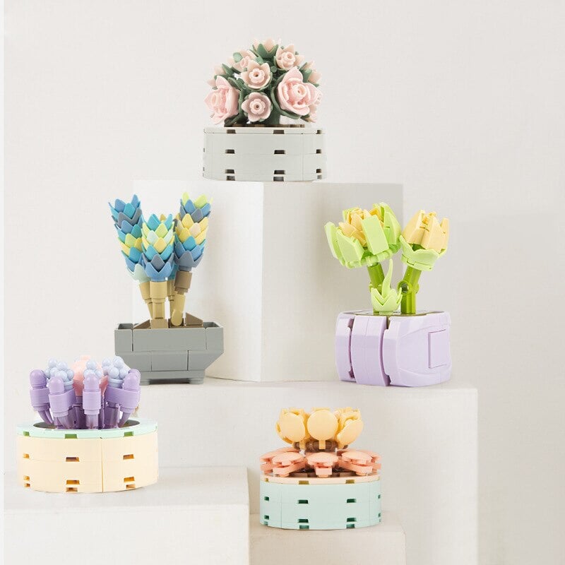 Pastel Flower Succulent Building Block Collection - Kawaiies - Adorable - Cute - Plushies - Plush - Kawaii