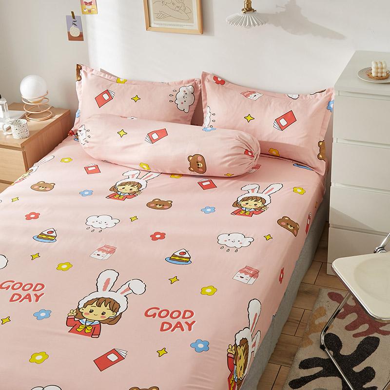 Pastel Pink Kawaii Illustration Fitted Bedsheet - Kawaiies - Adorable - Cute - Plushies - Plush - Kawaii