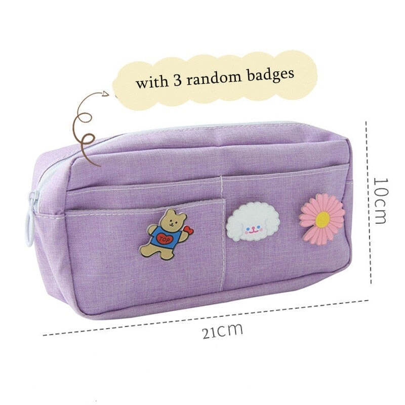 Pastel Pink Purple Green Blue Canvas Pencil Case – Kawaiies