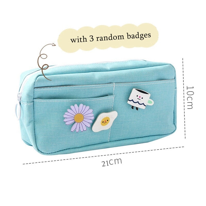 Pastel Pink Purple Green Blue Canvas Pencil Case - Kawaiies - Adorable - Cute - Plushies - Plush - Kawaii