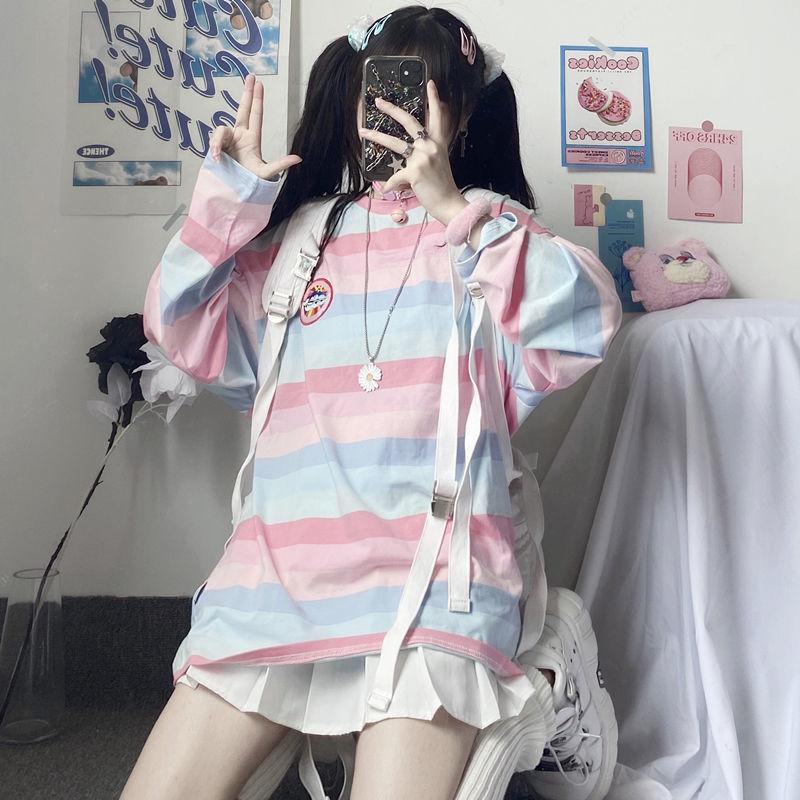 Pastel Rainbow Striped Long Sleeve Top - Kawaiies - Adorable - Cute - Plushies - Plush - Kawaii