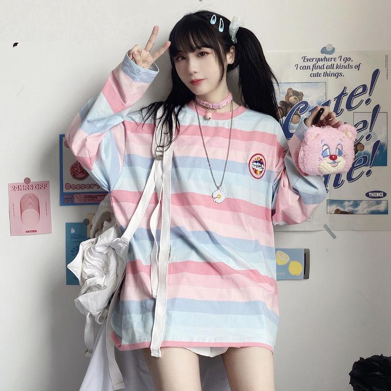 Pastel Rainbow Striped Long Sleeve Top - Kawaiies - Adorable - Cute - Plushies - Plush - Kawaii