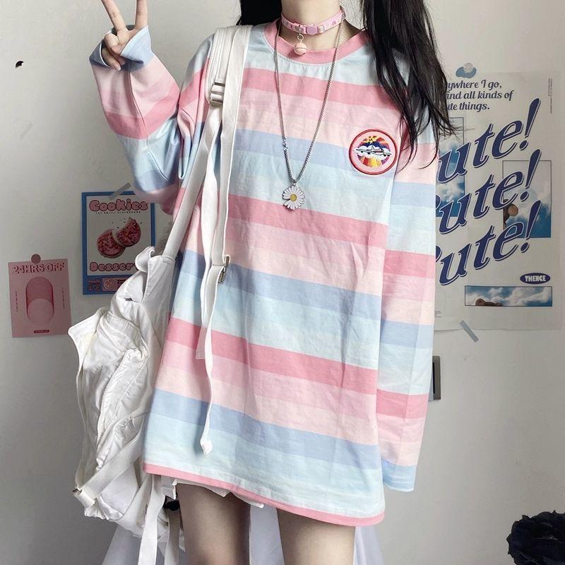 Pastel Rainbow Striped Long Sleeve Top - Kawaiies - Adorable - Cute - Plushies - Plush - Kawaii