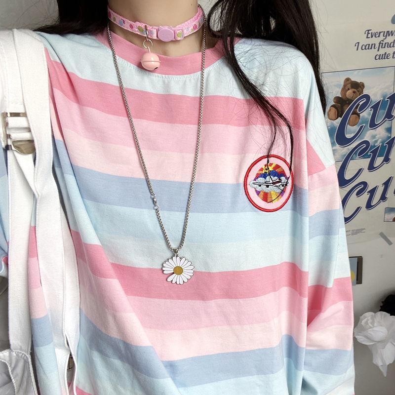 Pastel Rainbow Striped Long Sleeve Top - Kawaiies - Adorable - Cute - Plushies - Plush - Kawaii