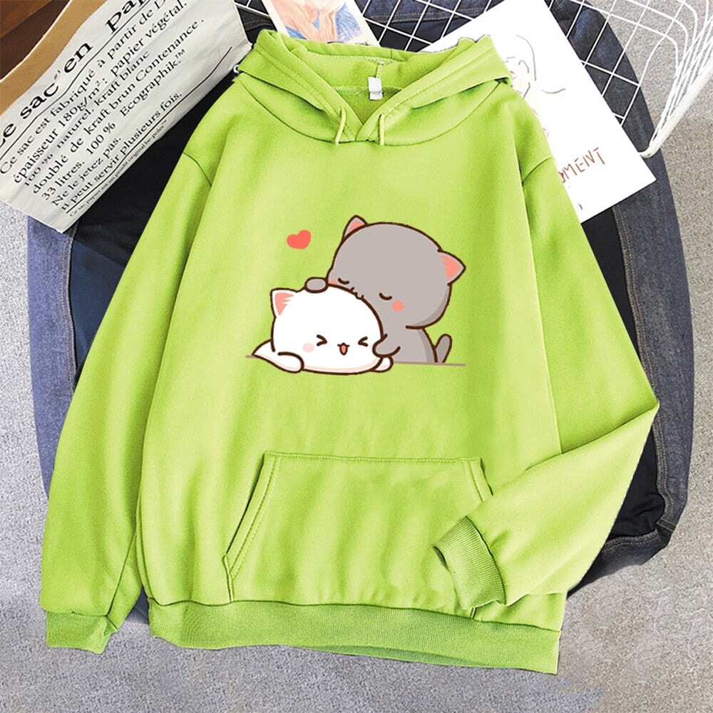 Pepper and Salt Cat Sharing Love Hoodie - Kawaiies - Adorable - Cute - Plushies - Plush - Kawaii