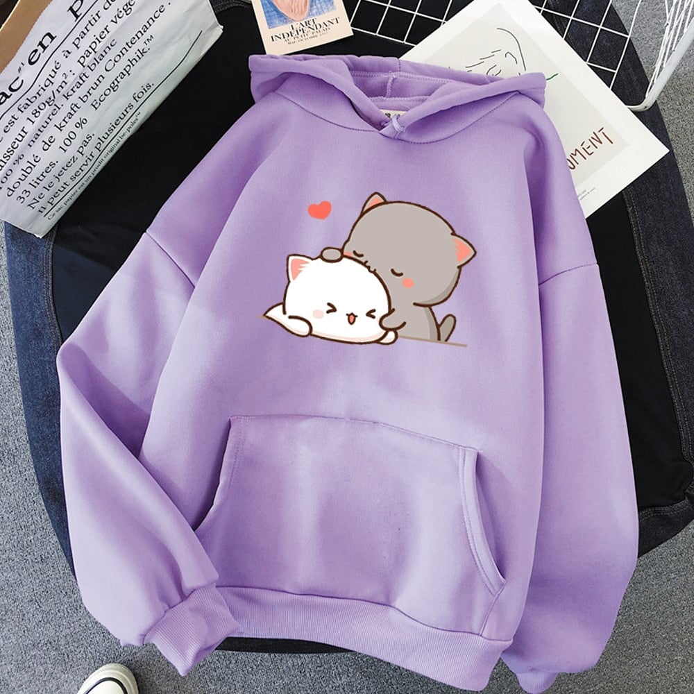 Pepper and Salt Cat Sharing Love Hoodie - Kawaiies - Adorable - Cute - Plushies - Plush - Kawaii