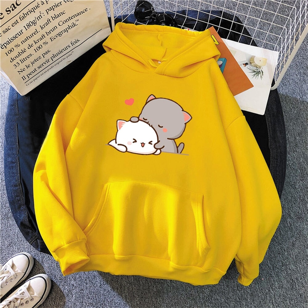 Pepper and Salt Cat Sharing Love Hoodie - Kawaiies - Adorable - Cute - Plushies - Plush - Kawaii