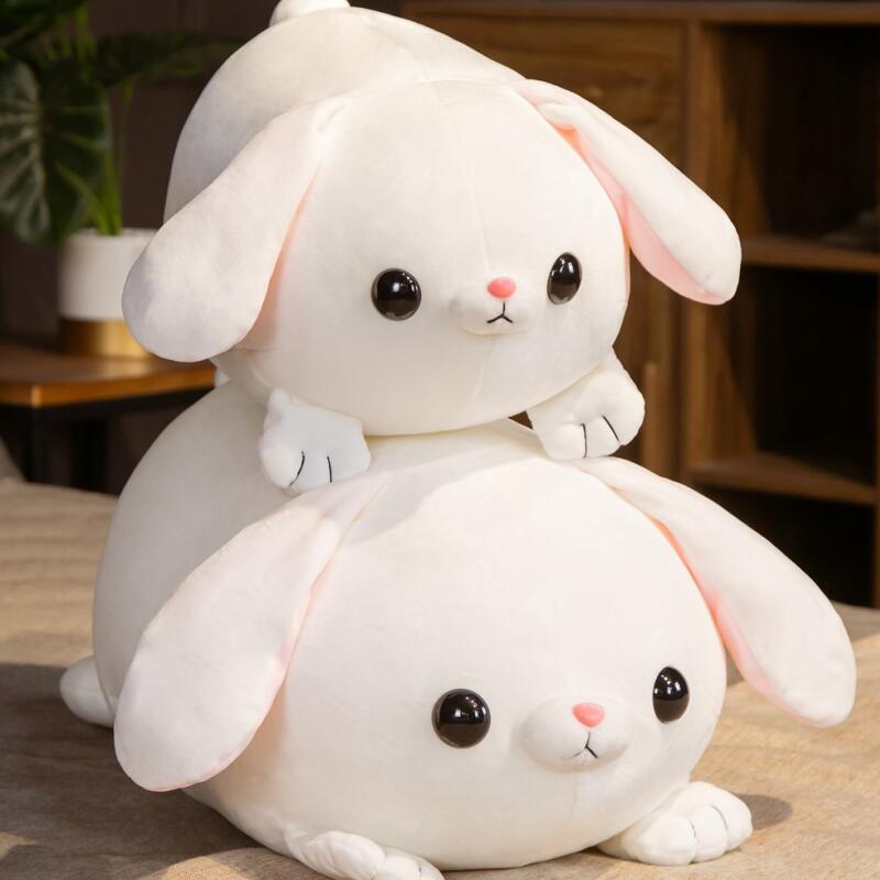 Pearls the Kawaii White Laying Bunny Plushie - Kawaiies - Adorable - Cute - Plushies - Plush - Kawaii