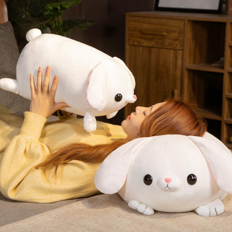 Pearls the Kawaii White Laying Bunny Plushie - Kawaiies - Adorable - Cute - Plushies - Plush - Kawaii