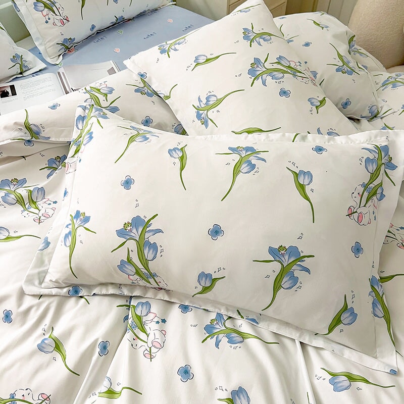 kawaiies-softtoys-plushies-kawaii-plush-Pink Blue Tulip Bunny Bedding Set | NEW Home Decor 