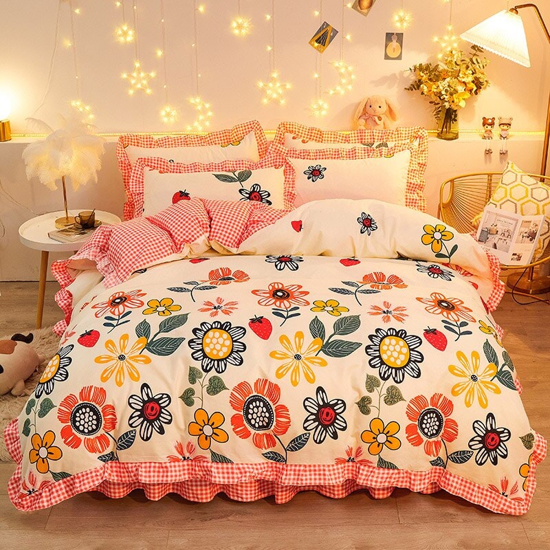 Pink Floral Bedding Set Collection with Bed Sheet - Kawaiies - Adorable - Cute - Plushies - Plush - Kawaii
