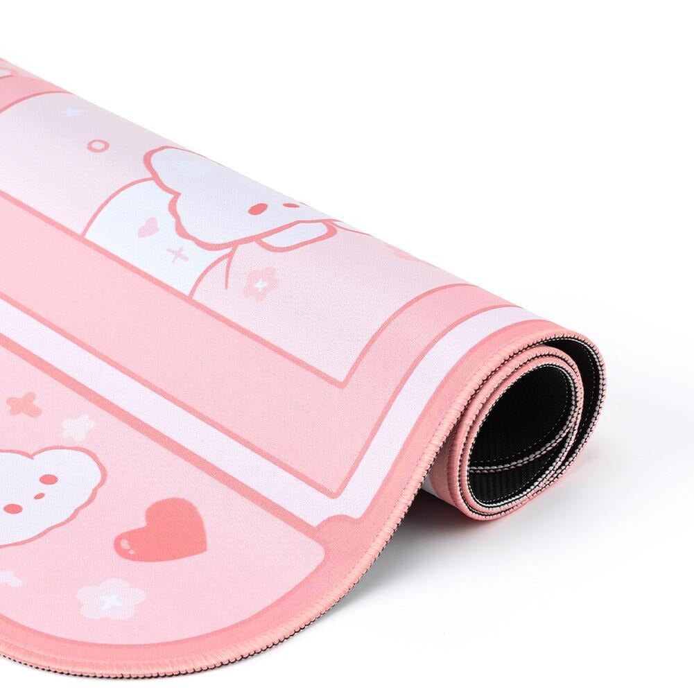 Pink Gaming Bunny Large Mouse Pad with Ears - Kawaiies - Adorable - Cute - Plushies - Plush - Kawaii