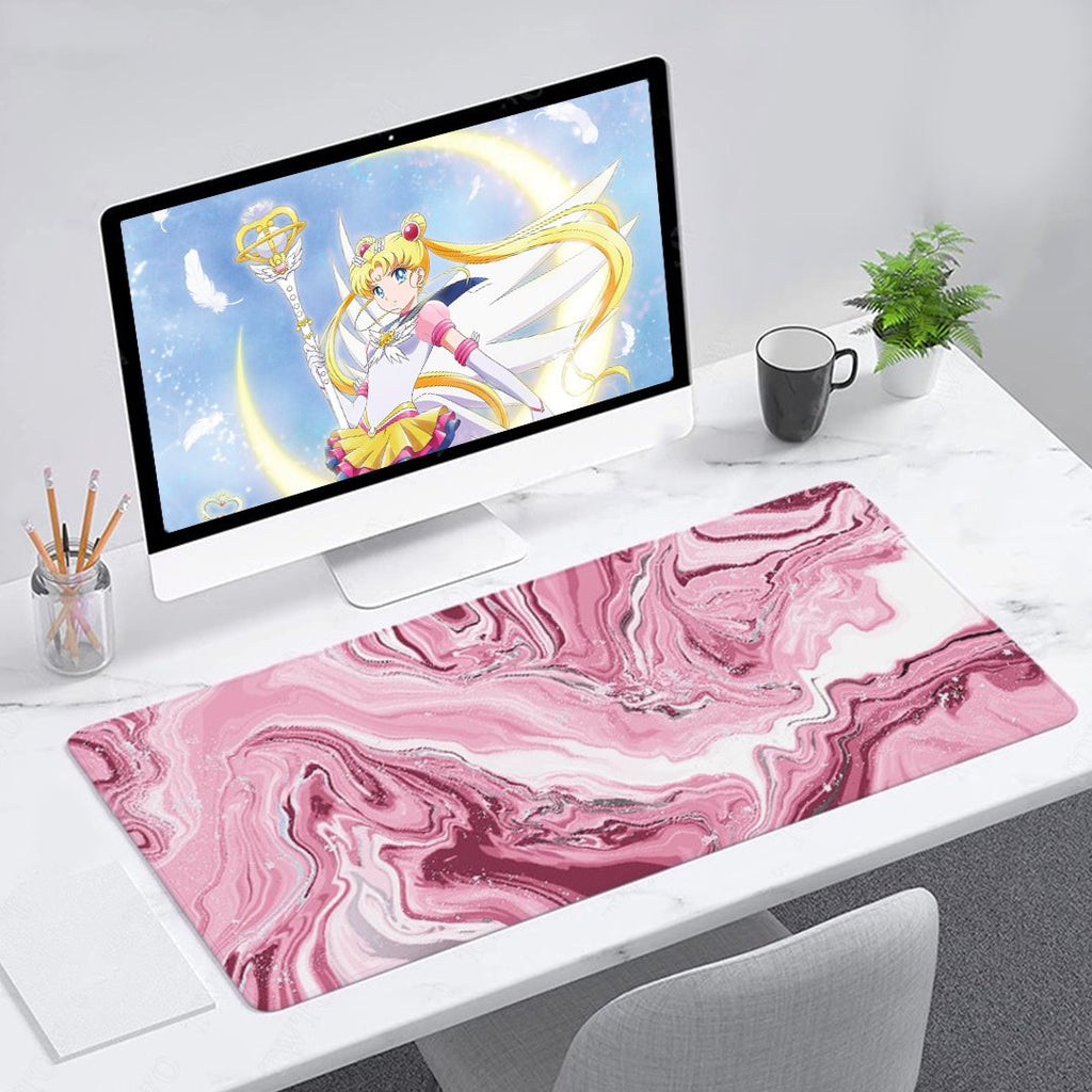 Pink Red Marble Abstract Art Large Mouse Pad - Kawaiies - Adorable - Cute - Plushies - Plush - Kawaii