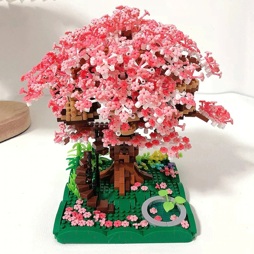 Pink Sakura Tree House Pond Nano Building Blocks - Kawaiies - Adorable - Cute - Plushies - Plush - Kawaii