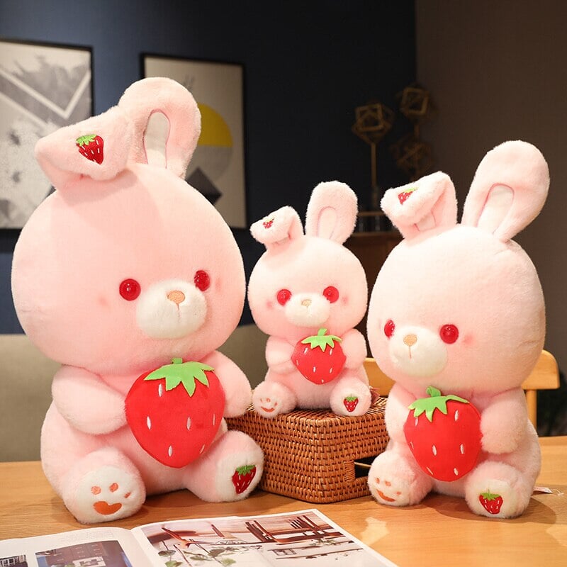 Pink Strawberry Bunny Rabbit Plush - Kawaiies - Adorable - Cute - Plushies - Plush - Kawaii