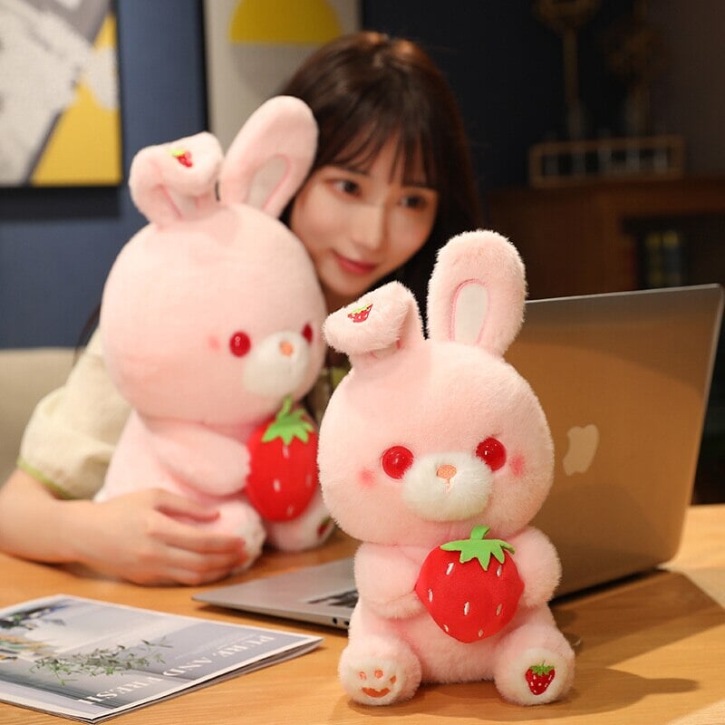 Pink Strawberry Bunny Rabbit Plush - Kawaiies - Adorable - Cute - Plushies - Plush - Kawaii