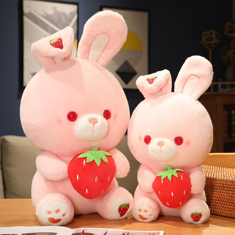 Pink Strawberry Bunny Rabbit Plush - Kawaiies - Adorable - Cute - Plushies - Plush - Kawaii