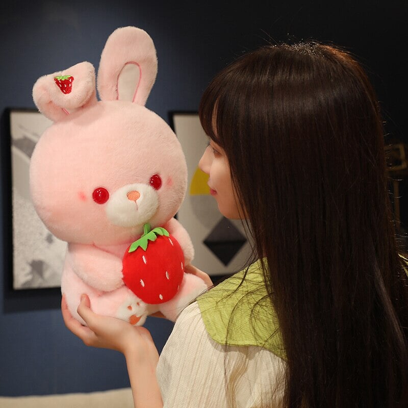 Pink Strawberry Bunny Rabbit Plush - Kawaiies - Adorable - Cute - Plushies - Plush - Kawaii