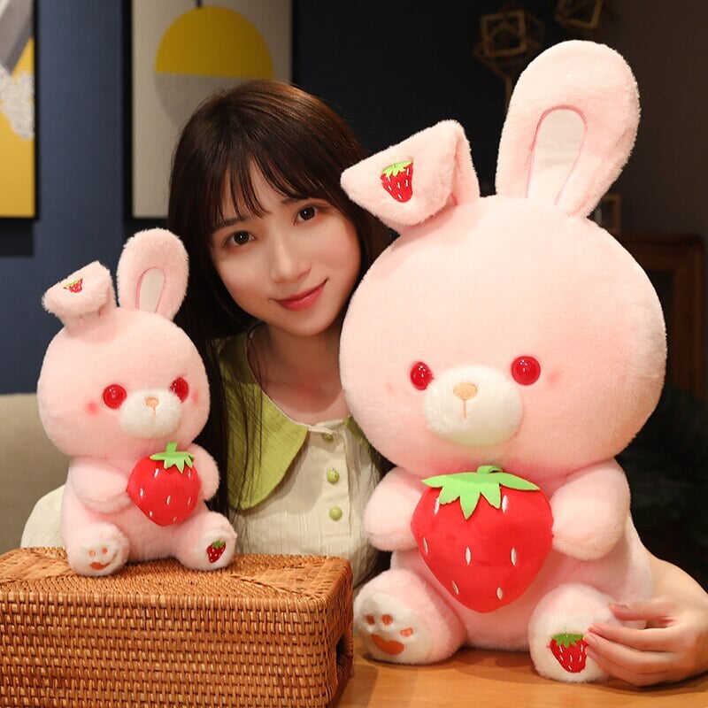 Pink Strawberry Bunny Rabbit Plush - Kawaiies - Adorable - Cute - Plushies - Plush - Kawaii