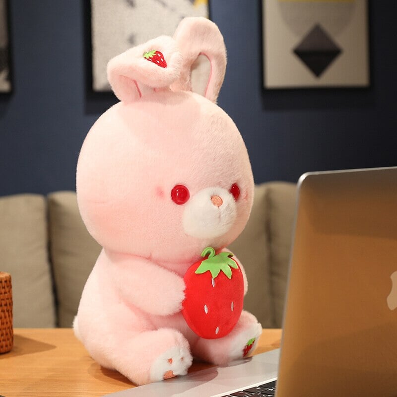 Pink Strawberry Bunny Rabbit Plush - Kawaiies - Adorable - Cute - Plushies - Plush - Kawaii