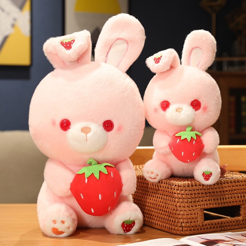 Pink Strawberry Bunny Rabbit Plush - Kawaiies - Adorable - Cute - Plushies - Plush - Kawaii