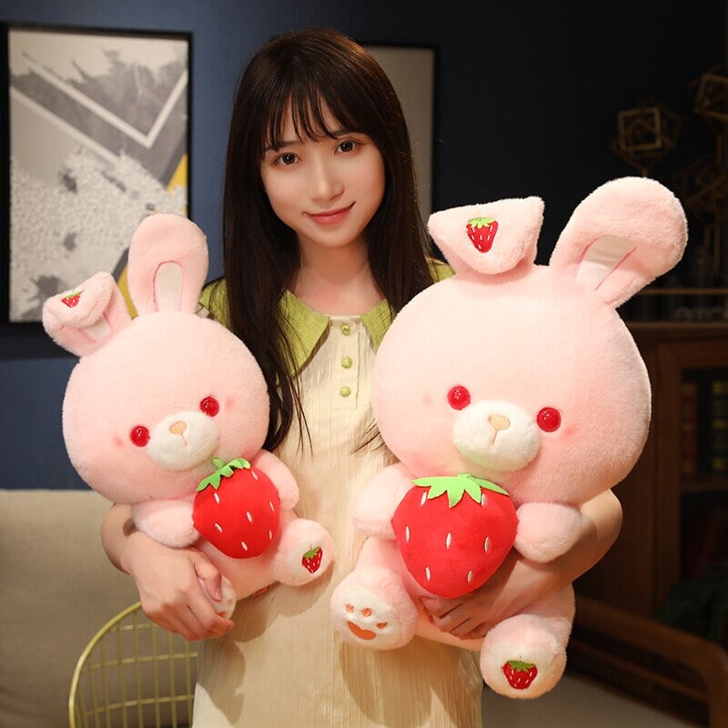 Pink Strawberry Bunny Rabbit Plush - Kawaiies - Adorable - Cute - Plushies - Plush - Kawaii