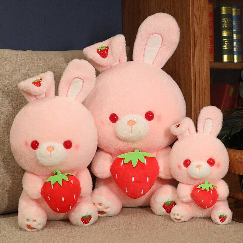 Pink Strawberry Bunny Rabbit Plush - Kawaiies - Adorable - Cute - Plushies - Plush - Kawaii