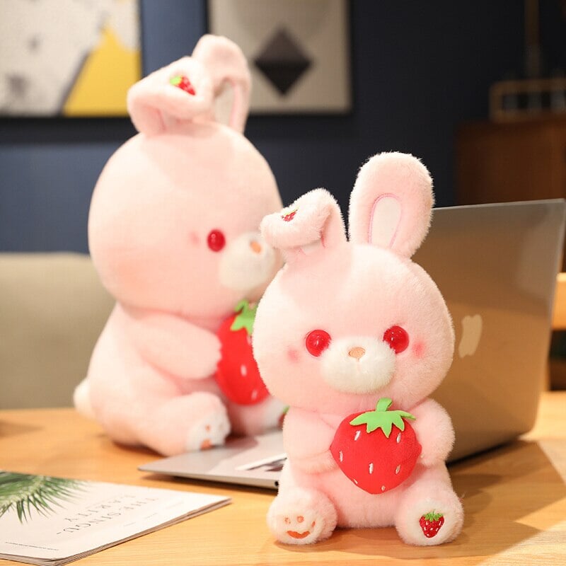 Pink Strawberry Bunny Rabbit Plush - Kawaiies - Adorable - Cute - Plushies - Plush - Kawaii