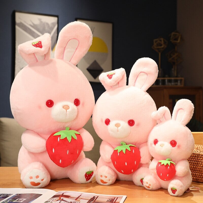 Pink Strawberry Bunny Rabbit Plush - Kawaiies - Adorable - Cute - Plushies - Plush - Kawaii