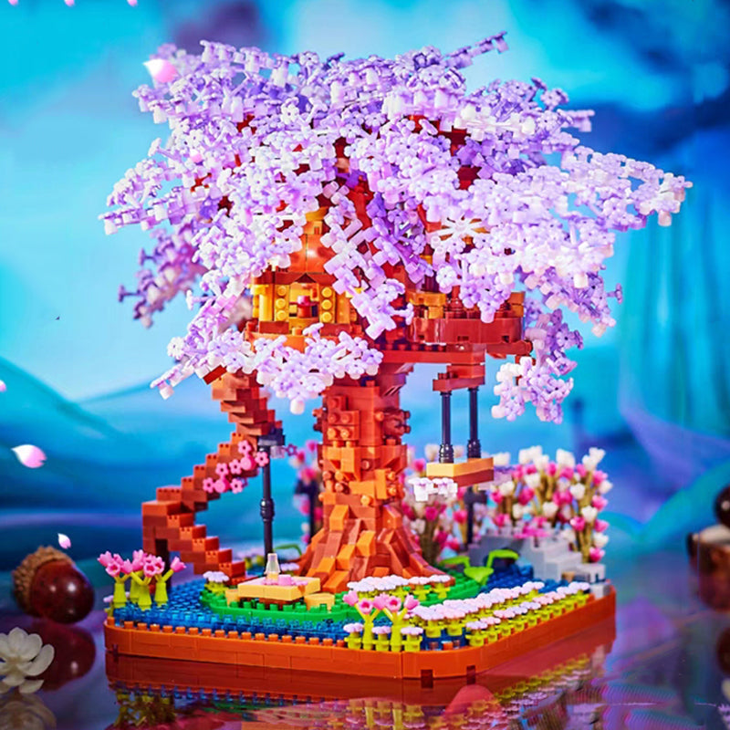 Purple Sakura Tree House Nano Building Set - Kawaiies - Adorable - Cute - Plushies - Plush - Kawaii