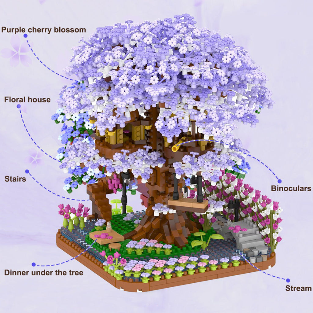 Purple Sakura Tree House Nano Building Set - Kawaiies - Adorable - Cute - Plushies - Plush - Kawaii