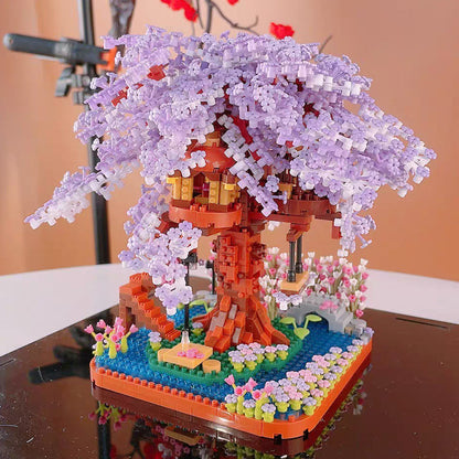Purple Sakura Tree House Nano Building Set - Kawaiies - Adorable - Cute - Plushies - Plush - Kawaii