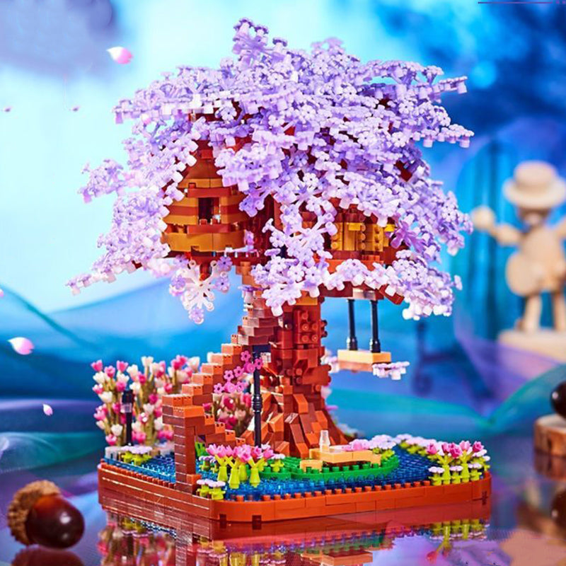 Purple Sakura Tree House Nano Building Set - Kawaiies - Adorable - Cute - Plushies - Plush - Kawaii