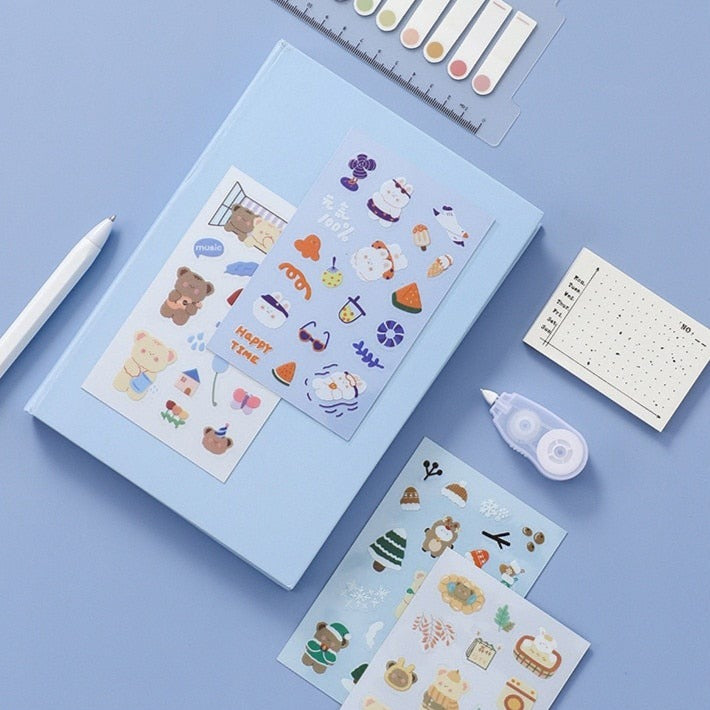 Rabbit and Bear Adventures Stickers Set - Kawaiies - Adorable - Cute - Plushies - Plush - Kawaii