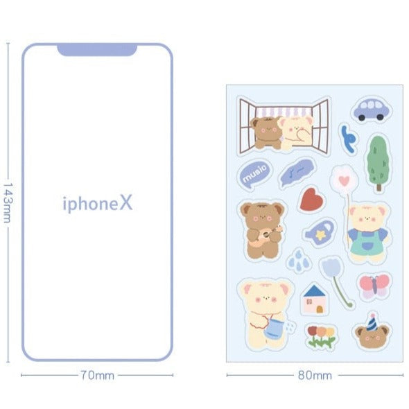 Rabbit and Bear Adventures Stickers Set - Kawaiies - Adorable - Cute - Plushies - Plush - Kawaii