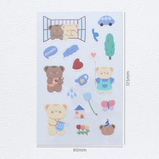 Rabbit and Bear Adventures Stickers Set - Kawaiies - Adorable - Cute - Plushies - Plush - Kawaii