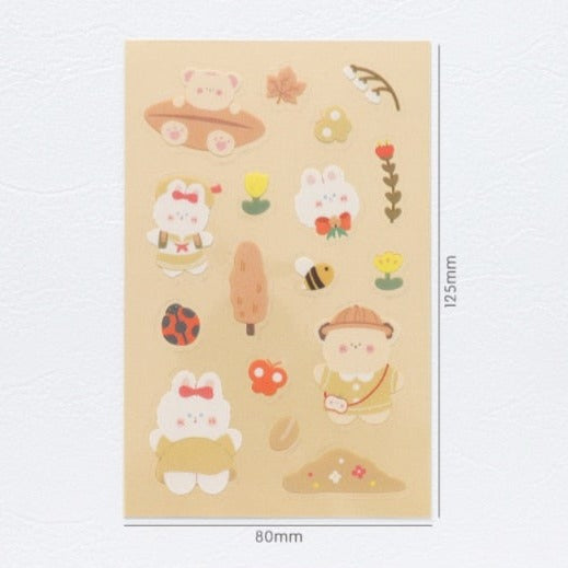 Rabbit and Bear Adventures Stickers Set - Kawaiies - Adorable - Cute - Plushies - Plush - Kawaii