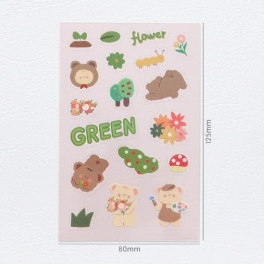 Rabbit and Bear Adventures Stickers Set - Kawaiies - Adorable - Cute - Plushies - Plush - Kawaii