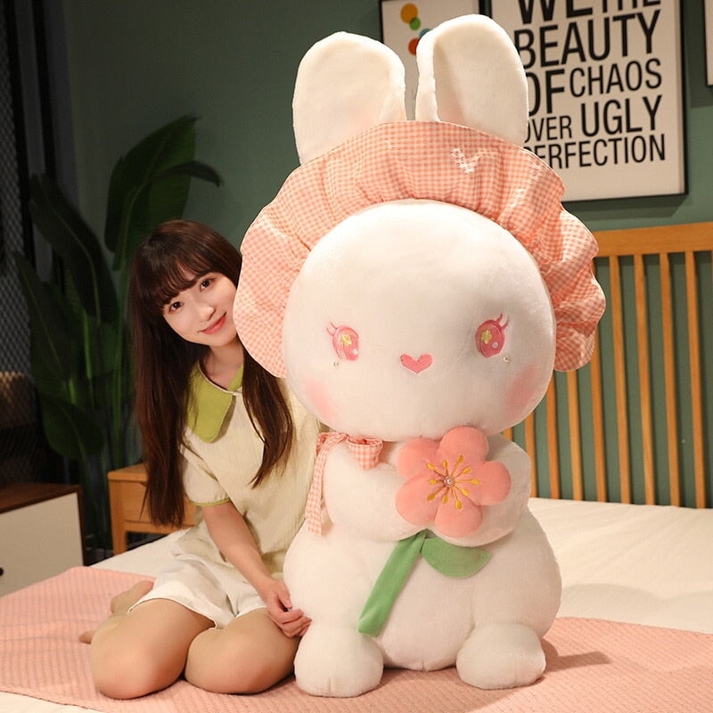 Rabbit with Japanese Anemone Flower Plushie - Kawaiies - Adorable - Cute - Plushies - Plush - Kawaii