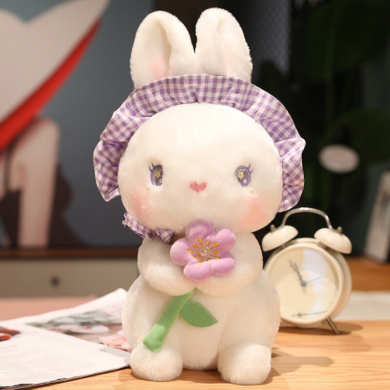 Rabbit with Japanese Anemone Flower Plushie - Kawaiies - Adorable - Cute - Plushies - Plush - Kawaii