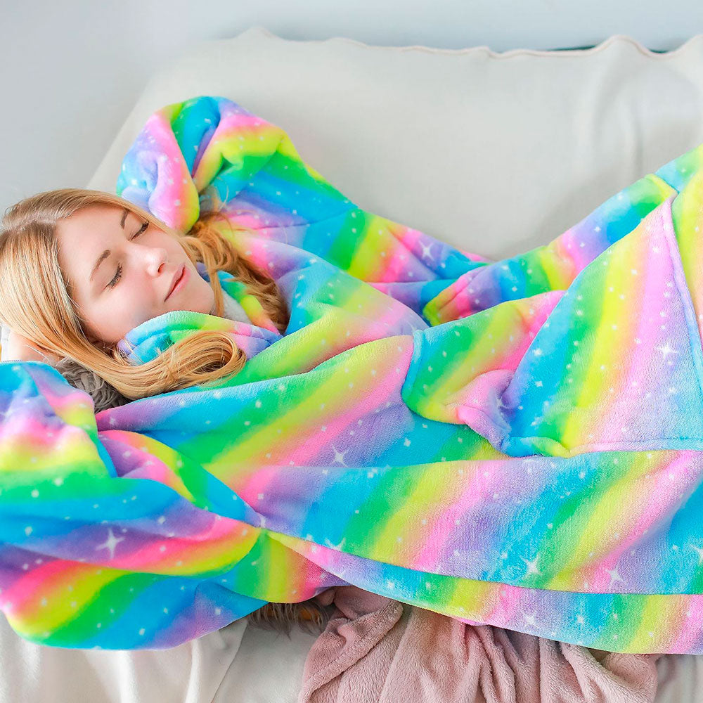 Rainbow Oversized Thick Blanket Hoodie - Kawaiies - Adorable - Cute - Plushies - Plush - Kawaii