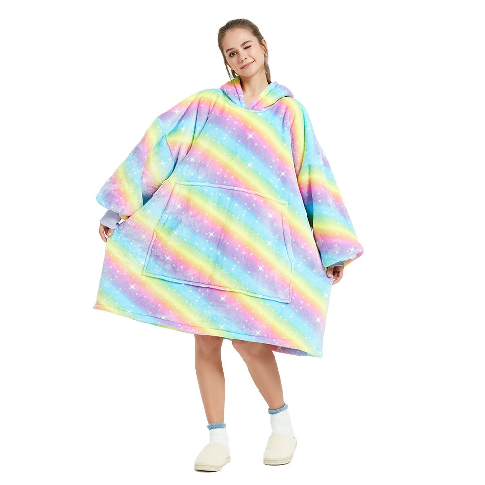 Rainbow Oversized Thick Blanket Hoodie - Kawaiies - Adorable - Cute - Plushies - Plush - Kawaii