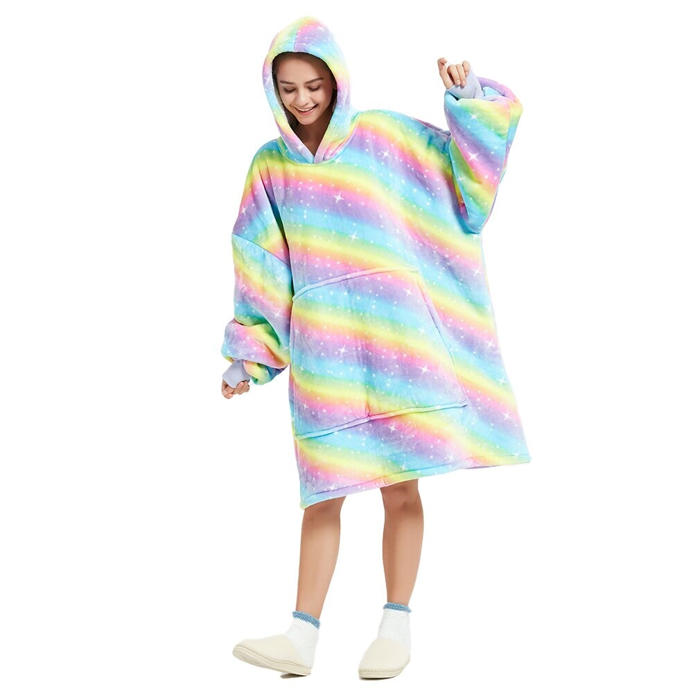 Rainbow Oversized Thick Blanket Hoodie - Kawaiies - Adorable - Cute - Plushies - Plush - Kawaii