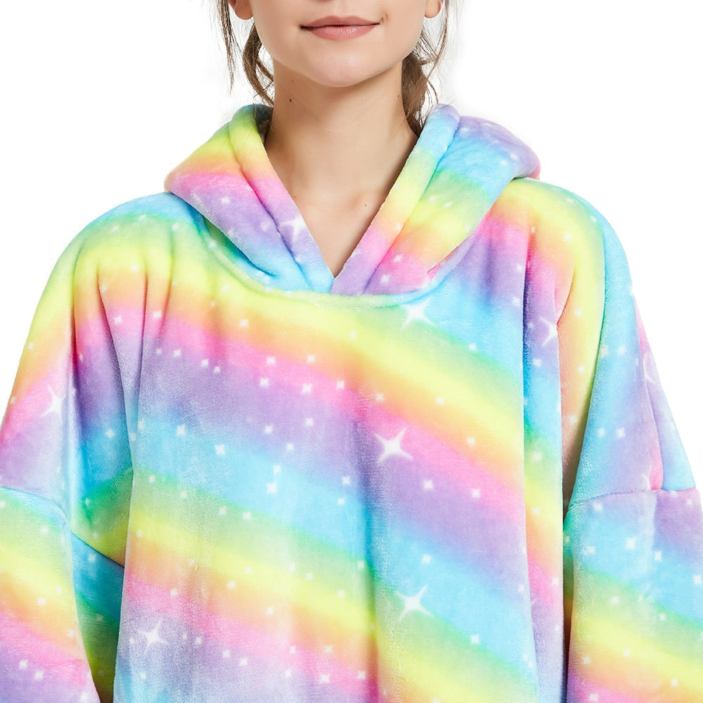 Rainbow Oversized Thick Blanket Hoodie - Kawaiies - Adorable - Cute - Plushies - Plush - Kawaii