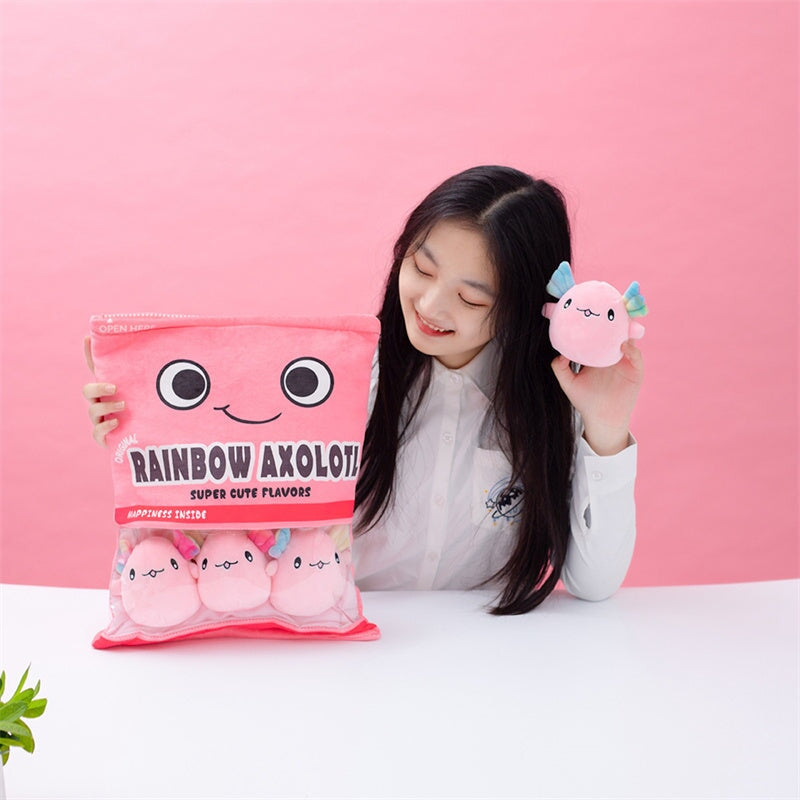 kawaiies-softtoys-plushies-kawaii-plush-Rainbow Pink Blue Axolotl Candy Bag Plushies | NEW Soft toy 