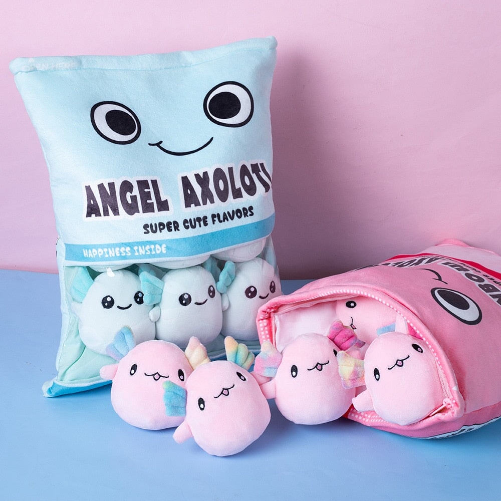 kawaiies-softtoys-plushies-kawaii-plush-Rainbow Pink Blue Axolotl Candy Bag Plushies | NEW Soft toy 