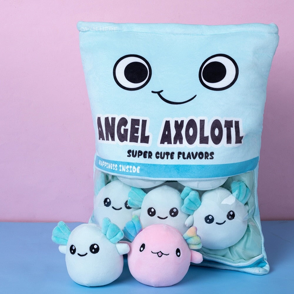 kawaiies-softtoys-plushies-kawaii-plush-Rainbow Pink Blue Axolotl Candy Bag Plushies | NEW Soft toy Blue 
