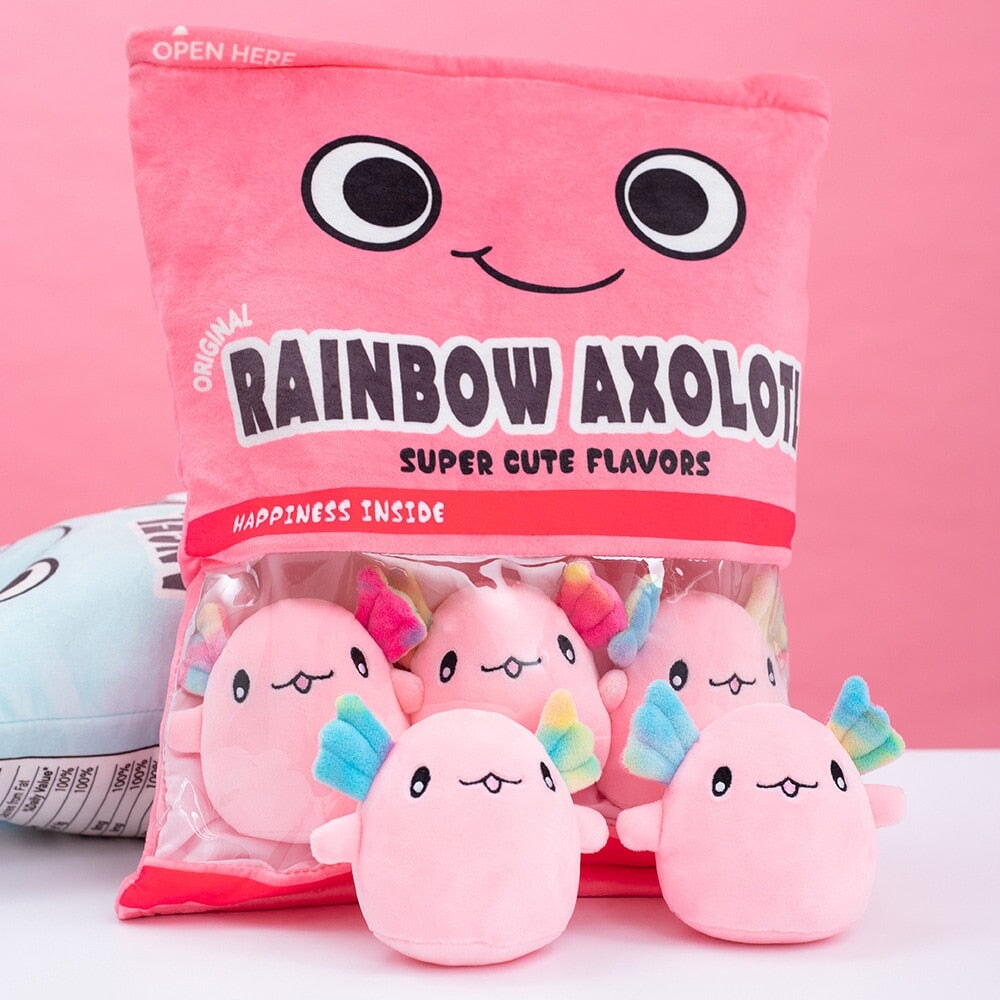 Rainbow Pink Blue Axolotl Candy Bag Plushies – Kawaiies