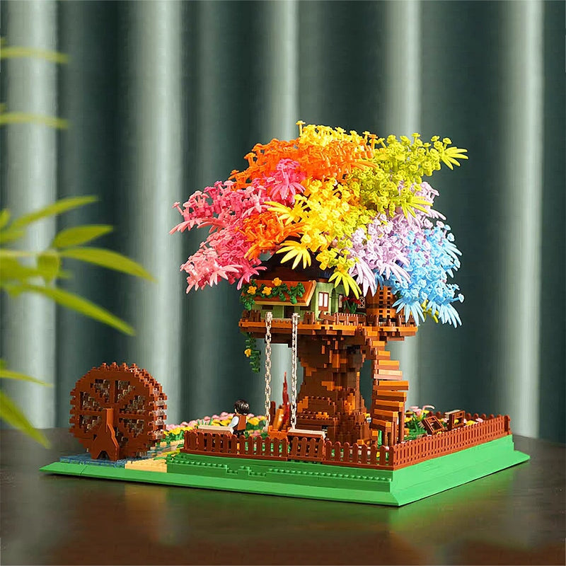 Rainbow Sakura Tree House Light Nano Building Blocks - Kawaiies - Adorable - Cute - Plushies - Plush - Kawaii