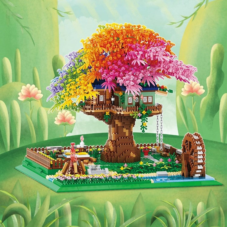 Rainbow Sakura Tree House Light Nano Building Blocks - Kawaiies - Adorable - Cute - Plushies - Plush - Kawaii